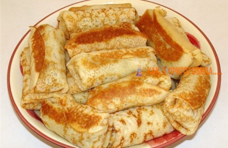 Тонкие блинчики с мясом