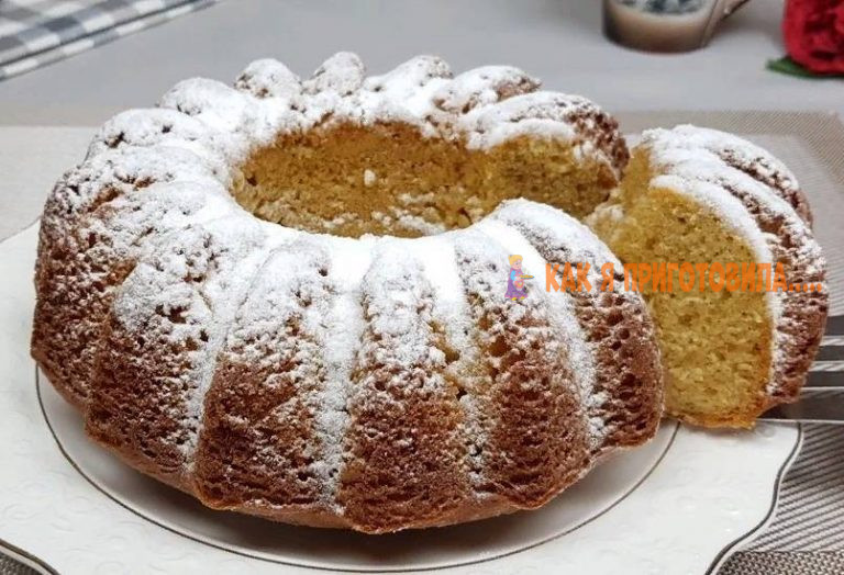 Вкусный, пышный кекс к чаю. Без миксера, всё смешали и в духовку